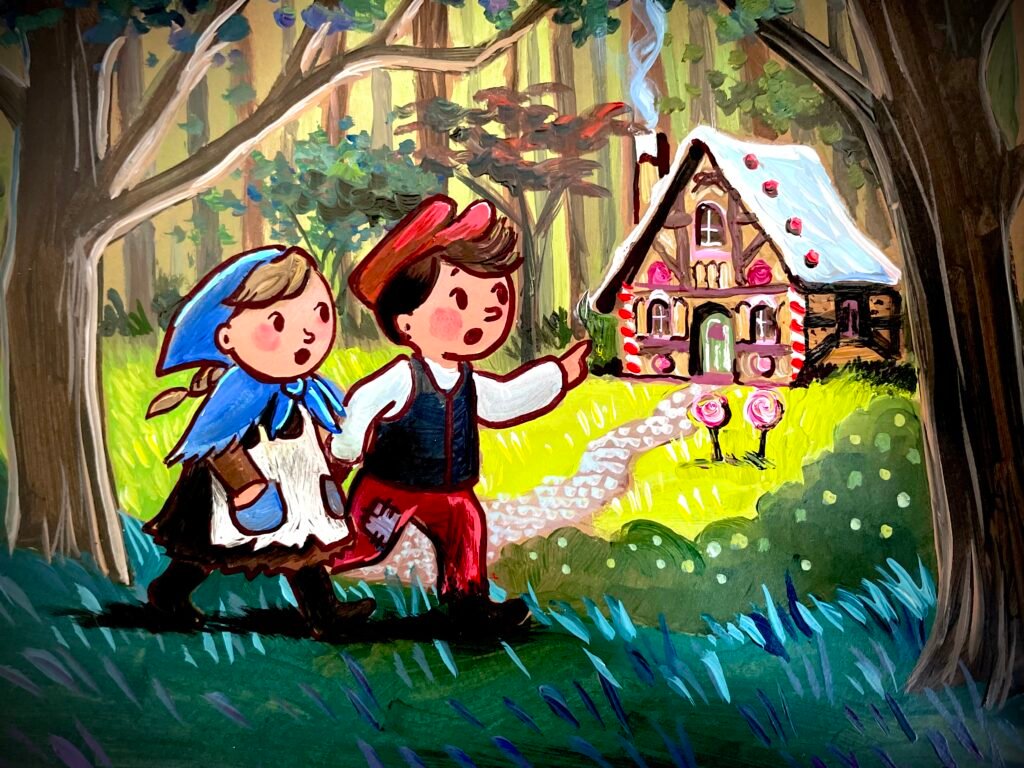 Hansel et Gretel, conte musical dessiné, par Nicolas Bonneau, Fanny Chériaux et Alice Roy, dessin de Alice Roy pour le festival Houle Sentimentale